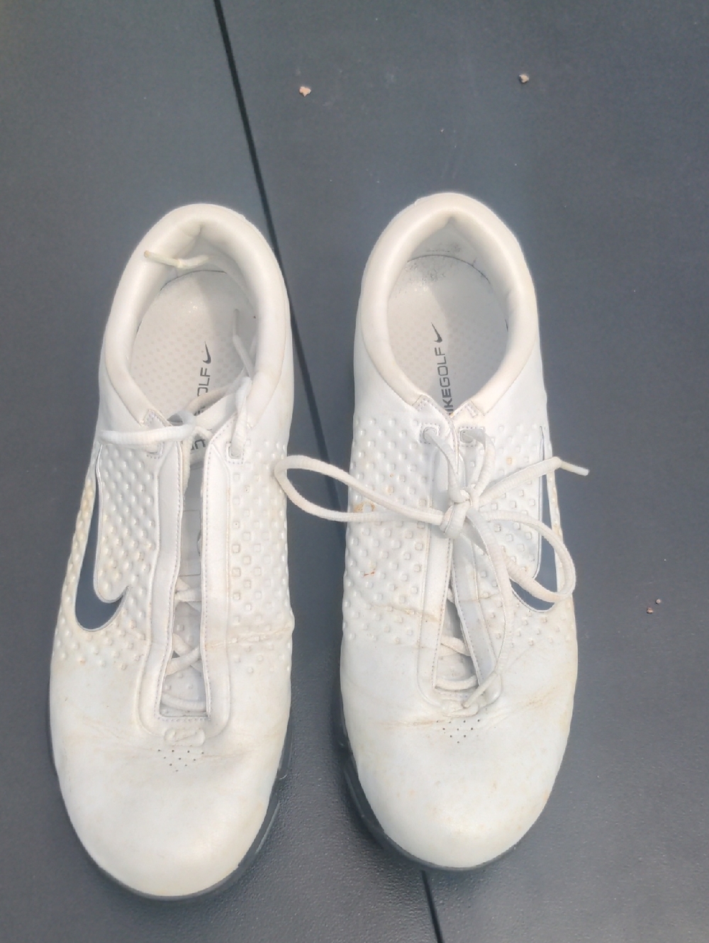 Nike Zoom White Lace-Up Golf Shoes with Black Swoosh